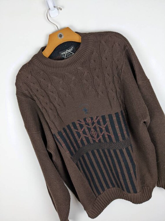 Vintage Grandpa Sweater dark chocolate brown retr… - image 7