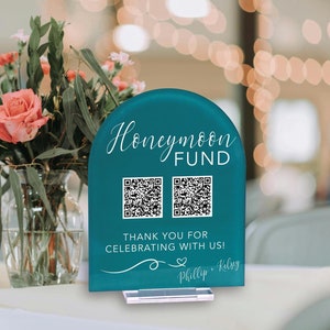 Personalized Acrylic Wedding Honeymoon Fund QR Code Sign