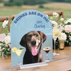 Custom Pet Portrait Signature Drink Sign, Cartoon Portrait Wedding Bar Menu Sign, Dog Cat Wedding Signature Drinks Menu Sign, Shower