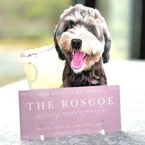 Custom Pet Portrait Signature Drink Sign, Cartoon Cutout Portrait Wedding Bar Menu Sign, Dog Cat Wedding Signature Drinks Menu Sign, Shower