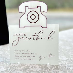 Audio Guestbook Wedding Sign, Acrylic Cutout Guest Book Wedding Table Signs, Modern Minimalist Rustic Wedding Shower Sign Signage