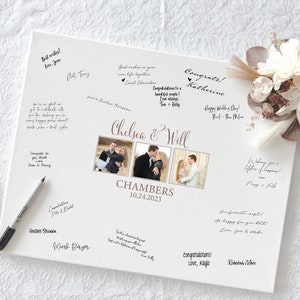 Custom Canvas Wedding Guest Book Alternative, Wedding Table Decor, Personalized Photo Wedding Keepsake, Signable Wedding Guest Book Sign 14