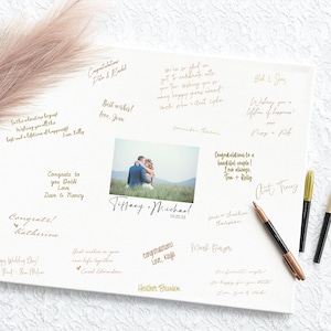 Custom Canvas Wedding Guest Book Alternative, Wedding Table Decor, Photo Wedding Guestbook Keepsake, Signable Wedding Guest Book