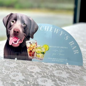 Custom Pet Portrait Signature Drink Sign, Cartoon Cutout Portrait Wedding Bar Menu Sign, Dog Cat Wedding Signature Drinks Menu Sign, Shower