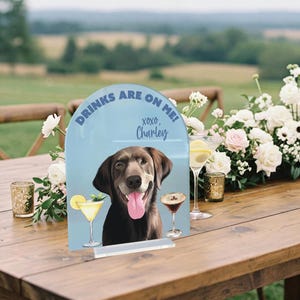 Custom Pet Portrait Signature Drink Sign, Acrylic Wedding Bar Menu