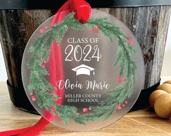 Graduation Ornament, Graduation Gift, Class of 2023, Class of 2024, Graduation Keepsake, Personalized Christmas Ornament, 65