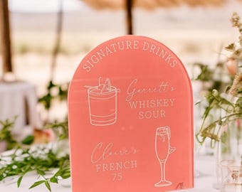 Arch Personalized Acrylic Signature Cocktail Wedding Bar Sign