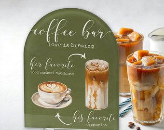 Custom Wedding Coffee Bar Sign, Acrylic Rustic Decor