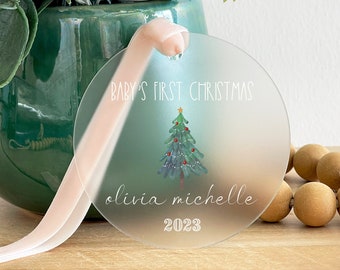 Baby's First Christmas Ornament, Acrylic Baby Gift, Baby Shower Gift, Baby's First Christmas 2023, Newborn Ornament Gifts 2022, Keepsake, 28