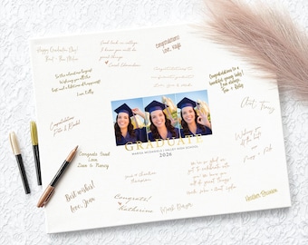 Personalized Canvas Graduation Guest Book Alternative, Signable Grad Party Keepsake