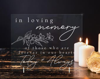 In Loving Memory Wedding Sign, Custom Acrylic Wedding Sign, Wedding Table Remembrance Sign, Modern Minimalist Wedding Shower Signs