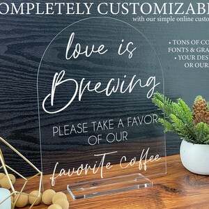 Wedding Favors Custom Acrylic Wedding Sign, Wedding Table Love is Brewing Signs, Modern Minimalist Rustic Wedding Shower Sign, A40 15