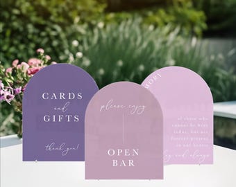 Wedding Sign Bundle, Acrylic Arch Wedding Sign, Wedding Welcome Sign, Wedding Bar Guestbook Sign, Cards Gifts Sign, In Memory Sign