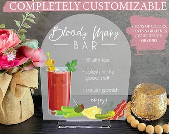 Bloody Mary Bar Custom Acrylic Wedding Sign, Wedding Table Bar Signs, Modern Minimalist Rustic Wedding Shower Sign, A40 24