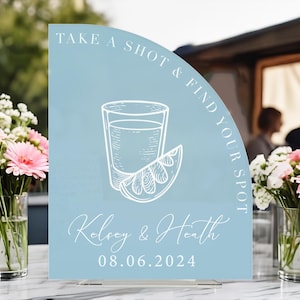 Acrylic Wedding Seating Chart Sign, Take A Shot Find Your Spot