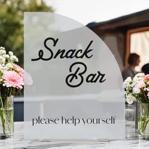 Wedding Snack Bar Sign, Wedding Food Custom Acrylic Table Signs, Modern Minimalist Rustic Wedding Shower Sign Signage