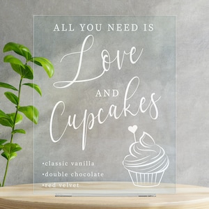 Food or Favors Custom Acrylic Wedding Sign, Wedding Table Cupcake Signs, Modern Minimalist Rustic Wedding Shower Sign Signage