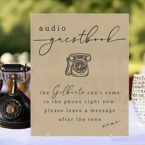 Audio Guestbook Wedding Sign, Guestbook Wedding Table Signs, Telephone Guest Book Sign, Wedding Reception Bridal Shower, Modern Minimalist