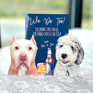 Custom Pet Portrait Signature Drink Sign, Cartoon Cutout Portrait Wedding Bar Menu Sign, Dog Cat Wedding Signature Drinks Menu Sign, Shower