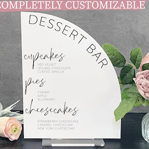 Dessert Bar Custom Acrylic Sign, Wedding Food Table Signs, Modern Minimalist Rustic Wedding Shower Sign Signage, A13 09