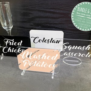 Wedding Food Signs Buffet Name, Bundle, Acrylic Wedding Food Tent Alternative, Modern Minimalist Rustic Wedding Shower Sign Signage, A20 FN8