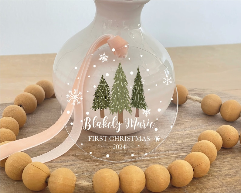 Baby's First Christmas Ornament, Acrylic Baby Gift, Baby Shower Gift, Baby's First Christmas 2024, Newborn Ornament Gifts, Keepsake