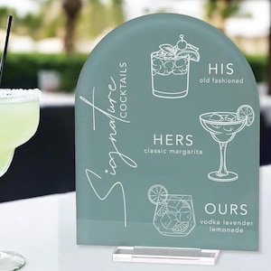 Signature Cocktail Wedding Sign, Personalized Bar Sign, Signature Drinks, Custom Acrylic Wedding Sign, Custom Wedding Decor