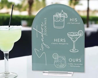 Personalized Acrylic Signature Cocktail Wedding Bar Sign