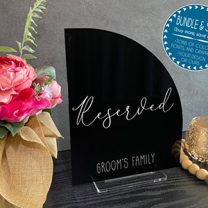 Reserved Custom Acrylic Wedding Sign, Wedding Reserved Table Signs, Modern Minimalist Rustic Wedding Shower Sign Signage, A60 05