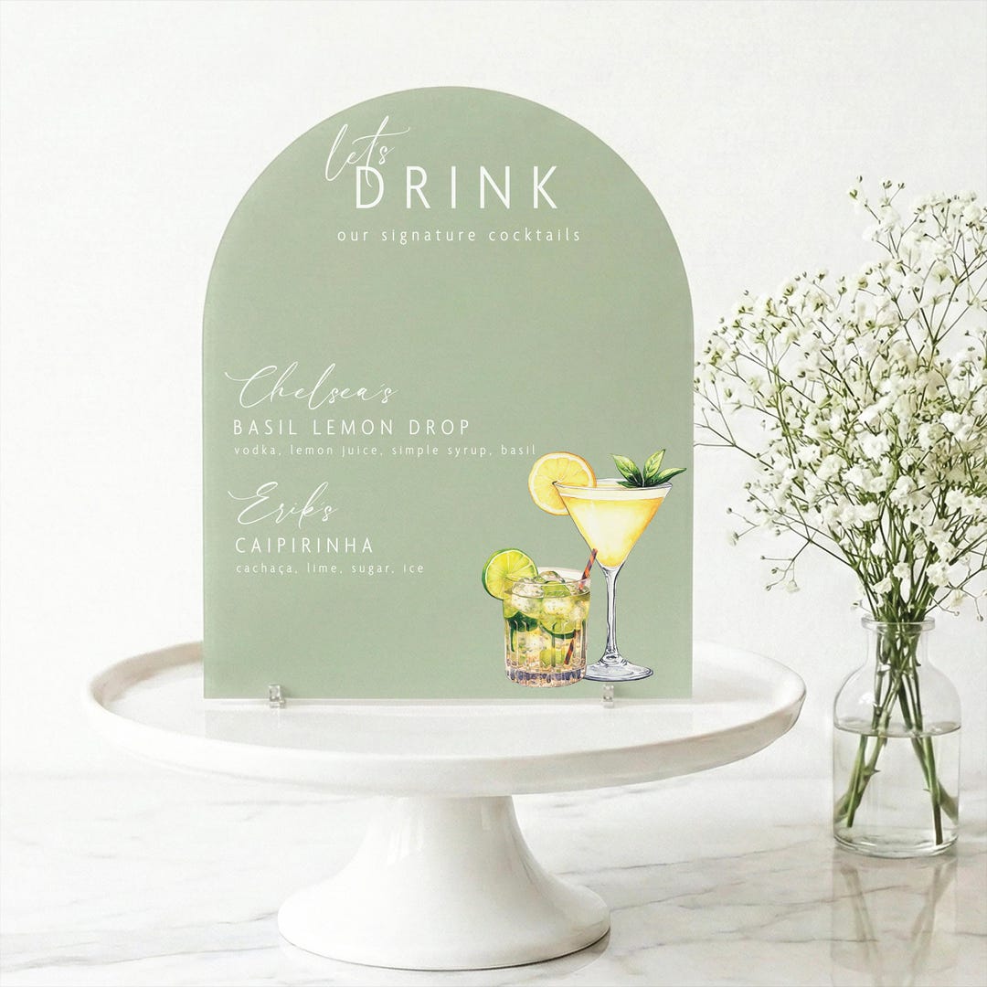 Reception Menu Sign Custom Signature Drink Reception Sign, Arched Acrylic Bar Menu - Etsy
