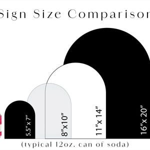 Size comparison for wedding sign decorations