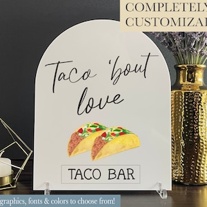 Wedding Food Acrylic Sign, Custom Wedding Food Table Signs, Taco Bar, Modern Minimalist Rustic Wedding Shower Sign Signage, A90 08