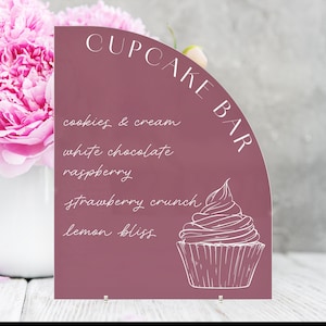 Custom Acrylic Wedding Cupcake Bar Sign: Modern Minimalist Table Decor