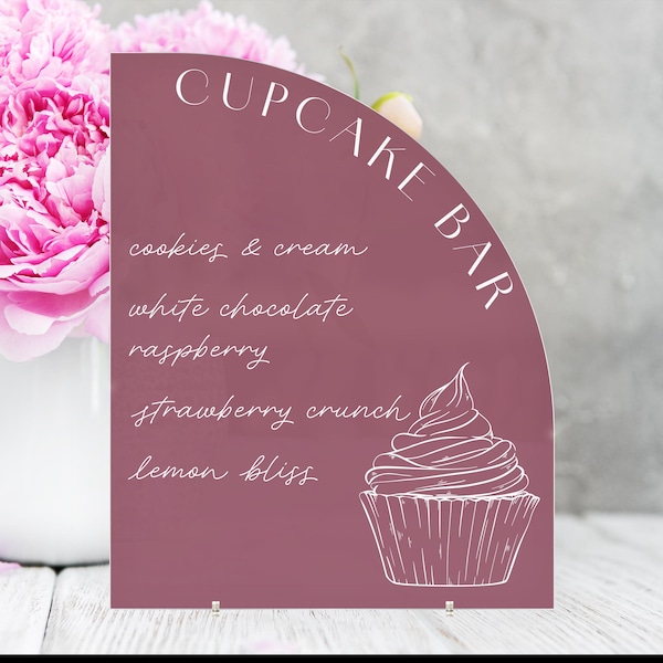 Custom Acrylic Wedding Cupcake Bar Sign: Modern Minimalist Table Decor