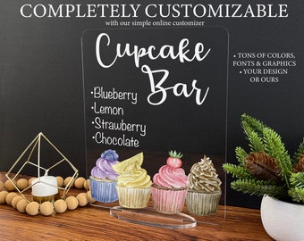 Wedding Food Custom Acrylic Wedding Sign, Wedding Table Cupcake Bar Signs, Modern Minimalist Rustic Wedding Shower Sign Signage, A50 02