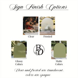 wedding table sign finish options