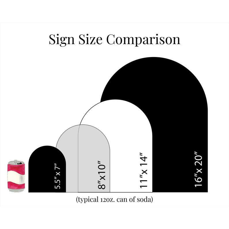Arched acrylic sign scale for wedding table decor