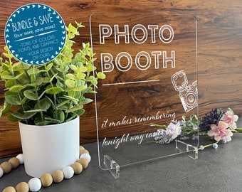 Photo Booth Custom Acrylic Wedding Sign, Wedding Photobooth Table Signs, Modern Minimalist Rustic Wedding Shower Sign Signage, A12 09