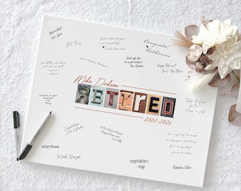 Retirement Guest Book Canvas Alternative: Signable Party Keepsake