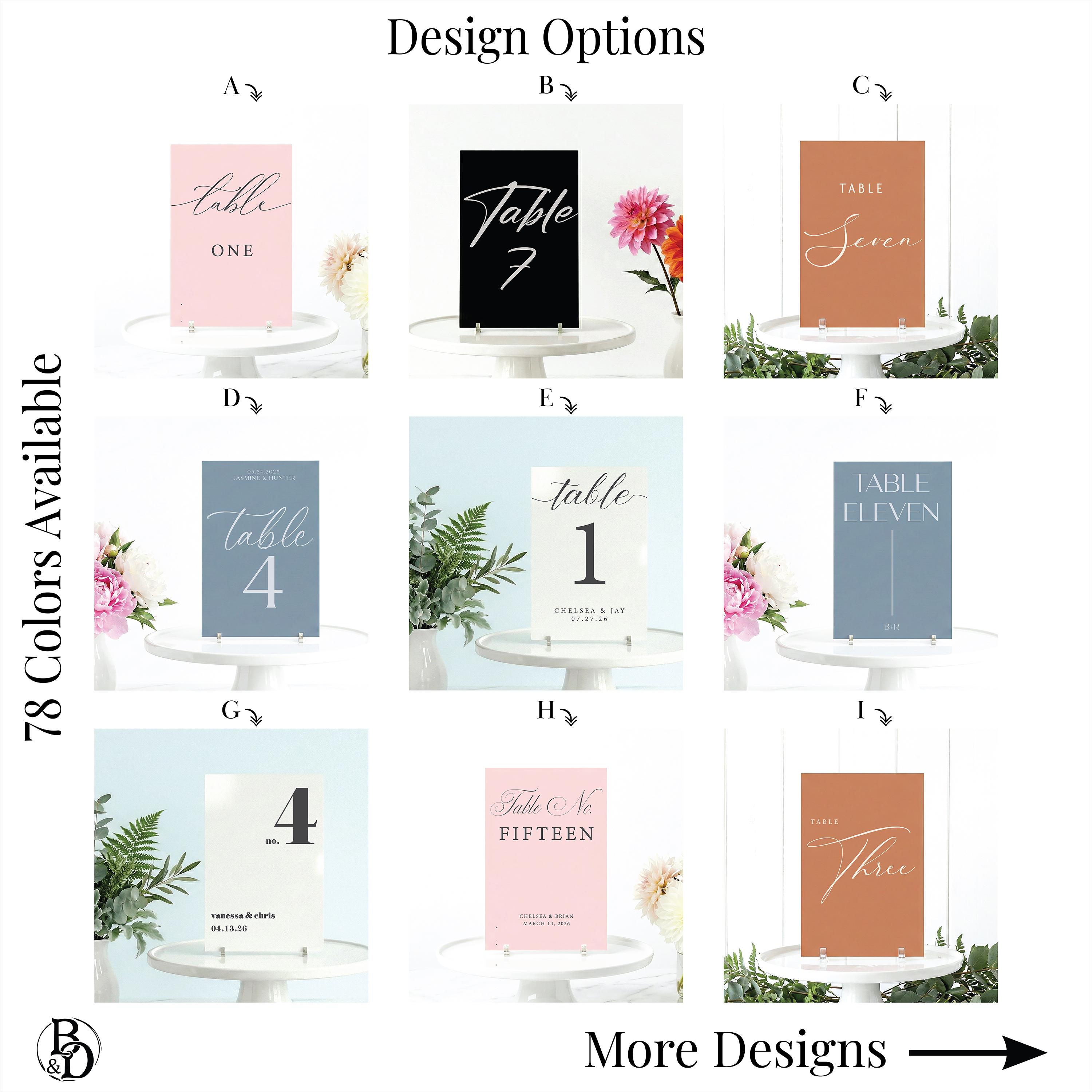 Elegant Wedding Table Number, Event Table Numbers, Script Reception ...