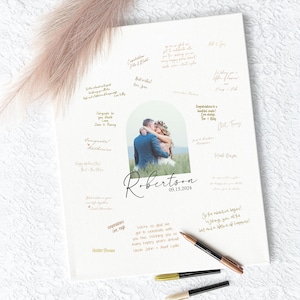 Custom Canvas Wedding Guest Book Alternative, Wedding Table Decor, Photo Wedding Guestbook Keepsake, Signable Wedding Guest Book