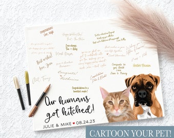 Custom Pet Portrait Canvas Wedding Guest Book Alternatives, Wedding Guestbook Alternative, Signable Wedding Guest Book Sign 6