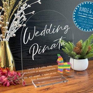 Wedding Pinata Custom Wedding Sign, Guestbook Alternative Table Signs, Modern Minimalist Rustic Wedding Shower Sign Signage, A90 16