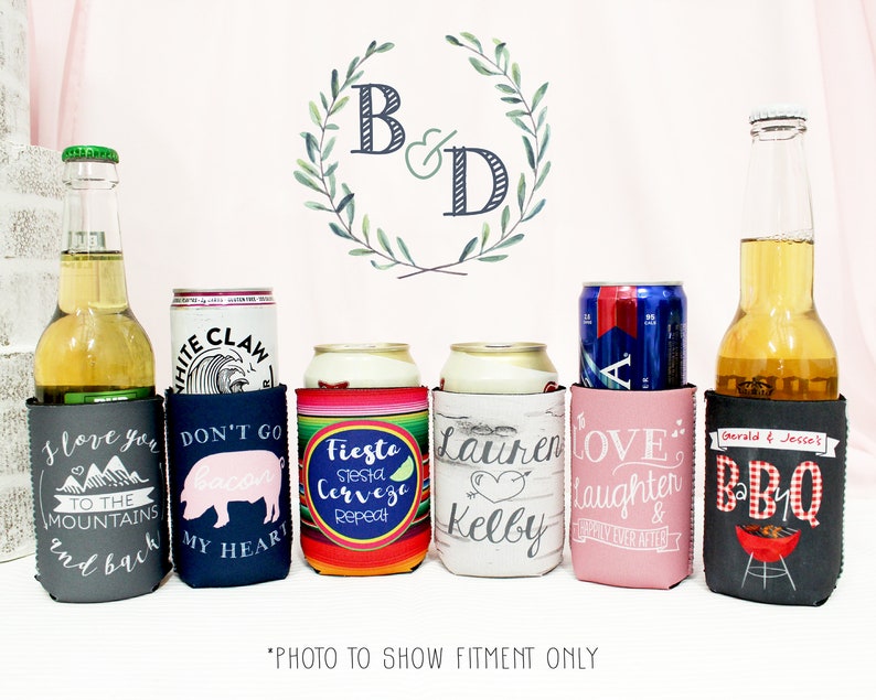 Personalized Wedding Can Coolers The Adventure Begins Personalized Wedding Favors Funny Custom Wedding Can Coolers Neoprene Can Coolers
