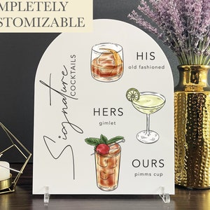 Personalized acrylic signature drinks wedding bar sign