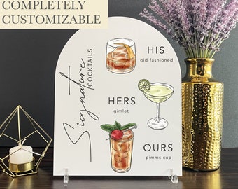 Wedding Bar Sign, Custom Acrylic Wedding Sign, Wedding Signature Drinks Signs, Modern Minimalist Rustic Wedding Shower Sign, A13 05