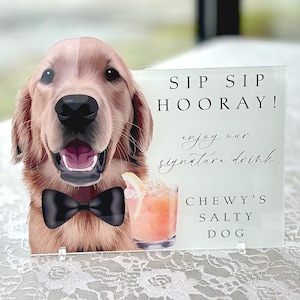 Custom Pet Portrait Signature Drink Sign, Cartoon Cutout Portrait Wedding Bar Menu Sign, Dog Cat Wedding Signature Drinks Menu Sign, Shower