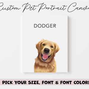 Custom Pet Portrait Canvas, Personalized Canvas Dog Cat Portrait, Unframed Canvas Print, Pet Loss gift, Pet Lovers Gift, Pet Memorial Gift