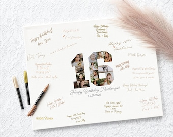 Personalized Birthday Canvas Guest Book Alternative: Sweet 16, 18th