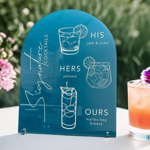 Signature Cocktail Wedding Sign, Personalized Bar Sign, Signature Drinks, Custom Acrylic Wedding Sign, Custom Wedding Decor